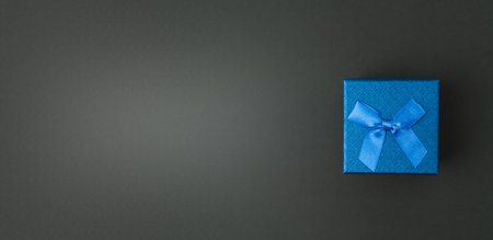 blue gift box with bowの写真素材