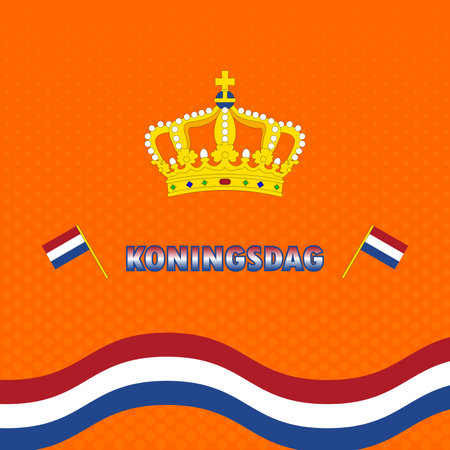 Koningsdag and Crown from clay. English translation Kings Day. Koningsdag or Kings Day Concept in the Netherlandsのイラスト素材
