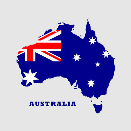 Australia map. silhouette. Australia border. Independence Day. Banner, poster template. State borders of country Australia. Vector illustrationのイラスト素材