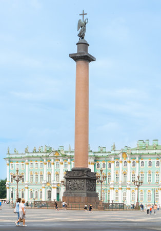 Saint Petersburg, Russia, July 5, 2022. Winter Palace and Alexander Column on Palace Squareのeditorial素材