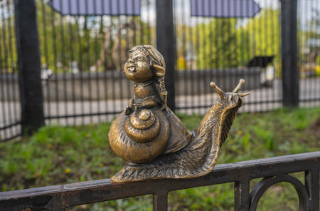 Kaliningrad, Russia - April 20, 2024. Kaliningrad, bronze sculpture of Homlin Baby girl Ulya near Kaliningrad Zooのeditorial素材