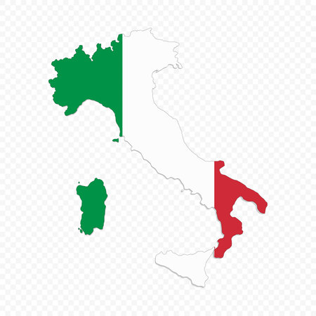 Italy map with flag. Marketing materials, travel guides or digital projects, map logos. Vector illustrationのイラスト素材