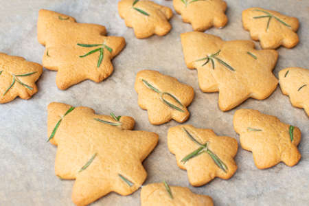 Christmas food. Organic Christmas cookies in the form of Christmas trees. Homemade food. Instruction step by step 3の写真素材
