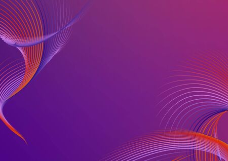Abstract simple background with wave lines on purple gradientの写真素材