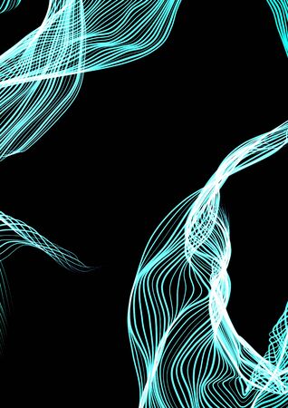 dark background with bright green lines of abstractionの写真素材