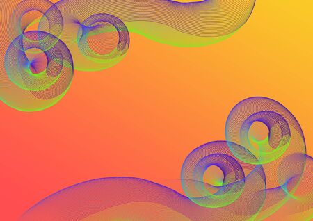 Abstract on orange background with colorful waves frameの写真素材