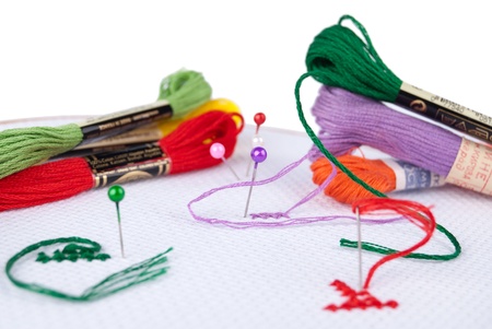 cross-stitch set isolated on white background