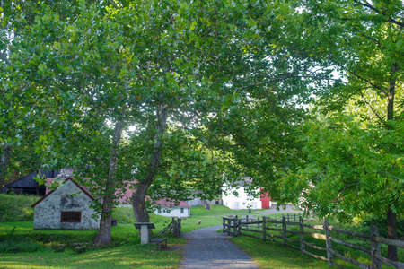 Idyllic colonial American village farm scene