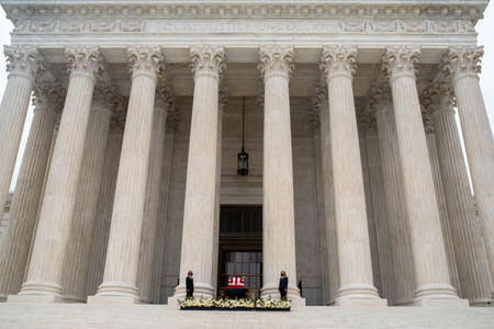 Justice Ruth Bader Ginsburgs casket at the Supreme court.