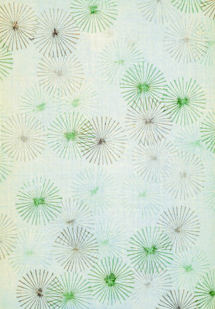 Retro Japanese art design background pale green with circle burstsの写真素材