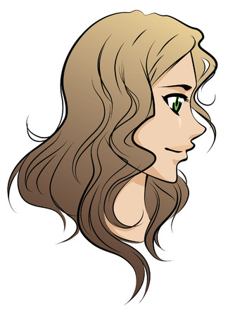 Vector drawing of beautiful girl s faceのイラスト素材