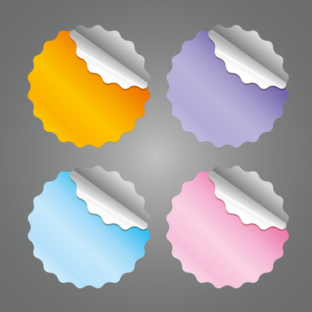 colored blank round stickers - vector illustration, you can change the shape and color as you wishのイラスト素材