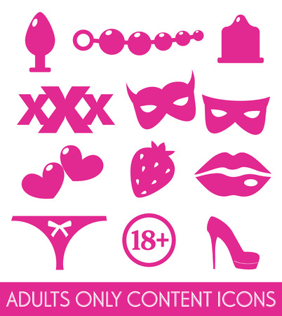 Vector Set of Sex Shop Icons. Xxx adults onlyのイラスト素材