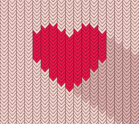 Flat heart icon in herringbone pattern with shadowのイラスト素材
