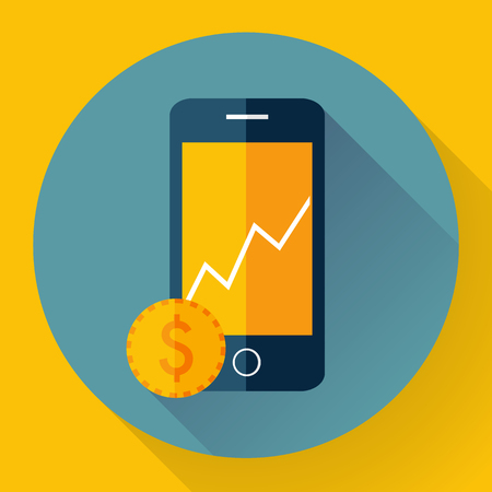 Color vector flat mobile phone icon with Option imageのイラスト素材