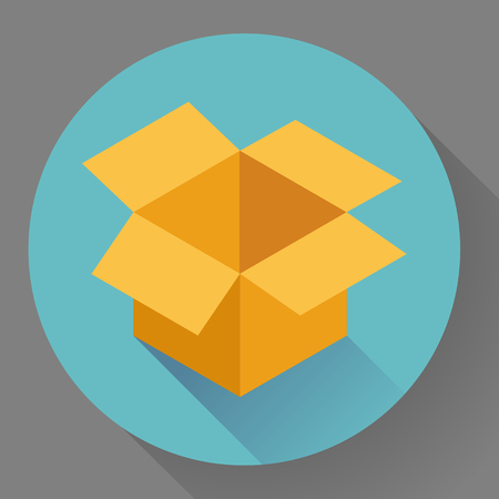 Icon of empty  opened cardboard box. Flat style.のイラスト素材