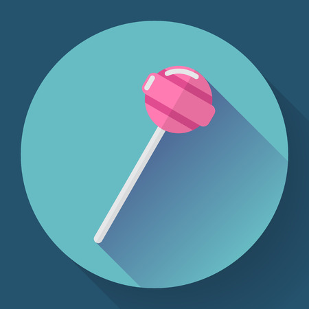 Sweet candy. Pink lollipop vector illustration. Flat designed style.のイラスト素材