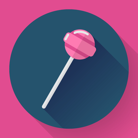 Sweet candy. Pink lollipop vector illustration. Flat designed style.のイラスト素材