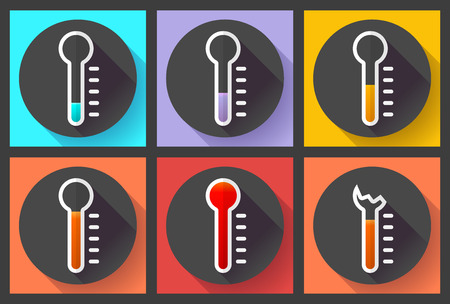 Thermometer icon set, temperature symbol. Flat designed styleのイラスト素材