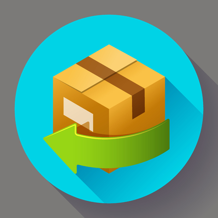Delivery and free return of gifts or parcels. Shipping Concept icon for internet store. Flat design style.のイラスト素材