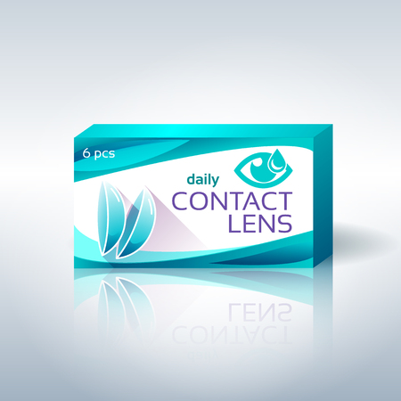 Contact lenses box icon. Flat design styleのイラスト素材