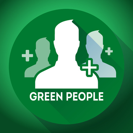 Teamwork and association of green people icon. Flat design styleのイラスト素材