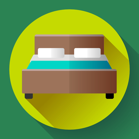 Hotel Double Bed icon flat style. hotel or hostel booking room symbolのイラスト素材