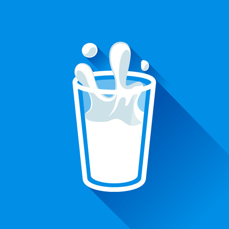 glass of milk splash vector icon flat style.のイラスト素材