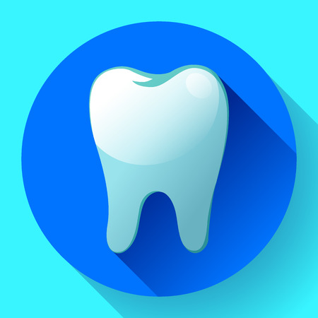 Flat tooth Icon Vector with long shadow. Dentist symbol. Suit for app and UI.のイラスト素材