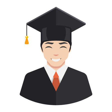 Smiling graduate student male avatar flat iconのイラスト素材