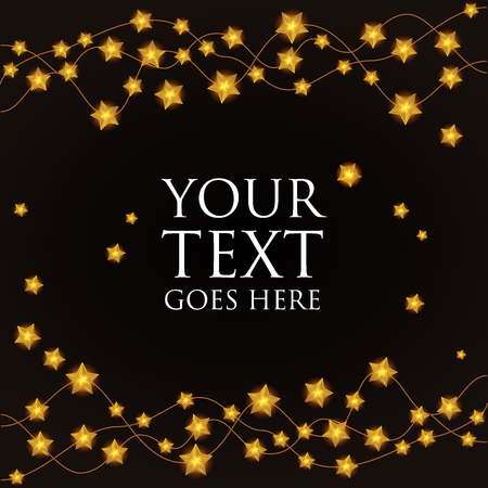 garland of gold stars on a black background.のイラスト素材