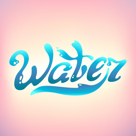 Turquoise Word Water text Water Day Water lettering logoのイラスト素材