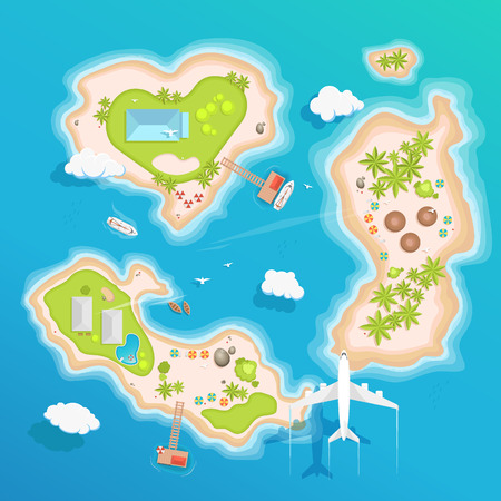 islands top aerial view - travel tourism vector illustrationのイラスト素材