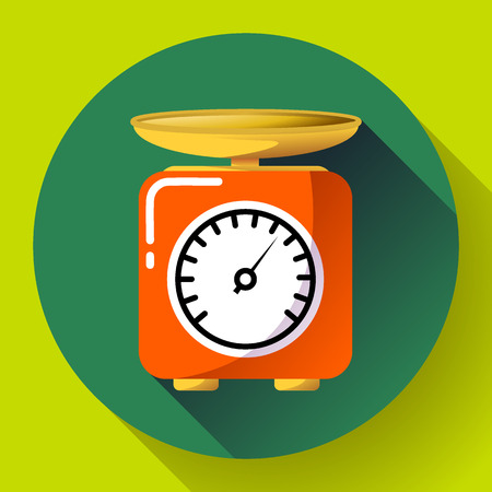 kitchen scales for weighing food flat iconのイラスト素材