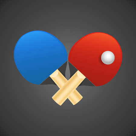 Table tennis rackets with ball vector illustration on dark backgorund.のイラスト素材