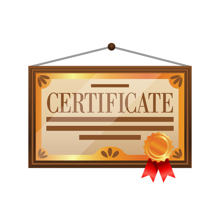 Flat color certificate icon isolated on white background.のイラスト素材