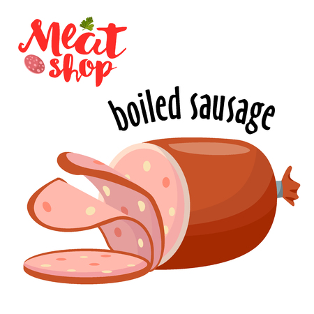 Meat vector - boiled sausage. Fresh meat iconのイラスト素材