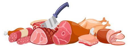 Meat banner vector. Fresh meat bannerのイラスト素材