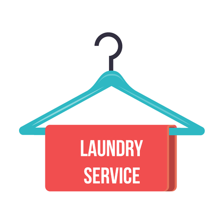 hanger with the inscription Laundry service - Hanger Vector Iconのイラスト素材