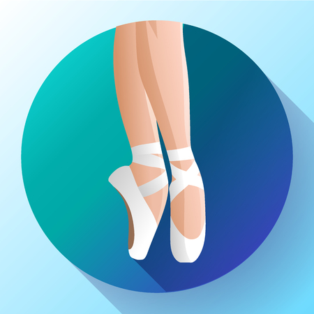 White ballet pointed shoes flat Vector illustration of gym ballet shoes standing on tiptoes.のイラスト素材