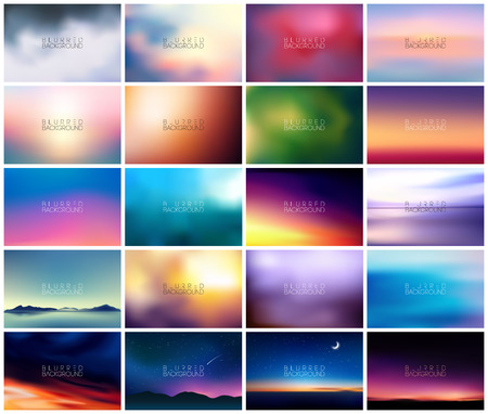 Big set of 20 horizontal wide blurred nature backgrounds.のイラスト素材