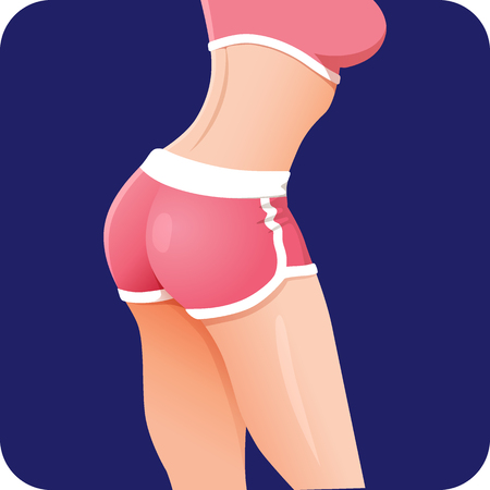 Fitness girl butt vector icon. fitness app, body sculpt. bodybuilding app, woman gum. Girl in shortsのイラスト素材
