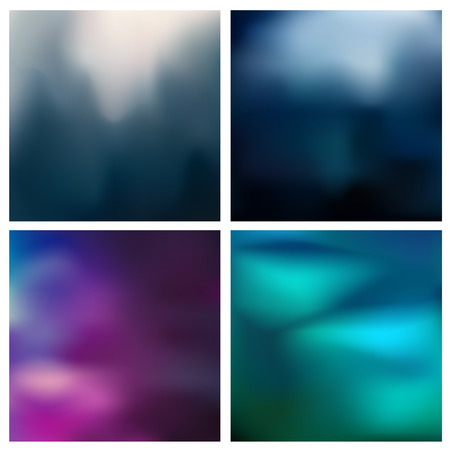 Abstract vector multicolored blurred background set 4 colors set. Square blurred backgrounds set - sky clouds sea ocean beach colorsのイラスト素材