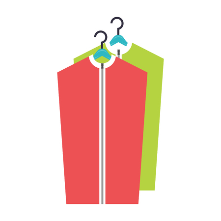 Dry Cleaned clothes on the hangerのイラスト素材