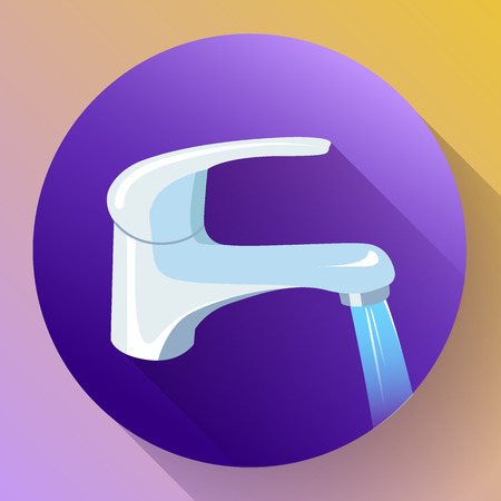 Water tap with flowing water.のイラスト素材