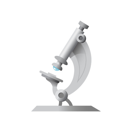 Icon of microscope, school supplies. Biology, physics, science, research. Isolated on white background Vector illustrationのイラスト素材