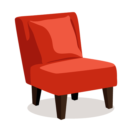 Modern colorful soft armchair with upholstery. Armchairs for room design games. Cushioned furniture, room decoration, interior design isolated on white. Vector illustration flat style.のイラスト素材