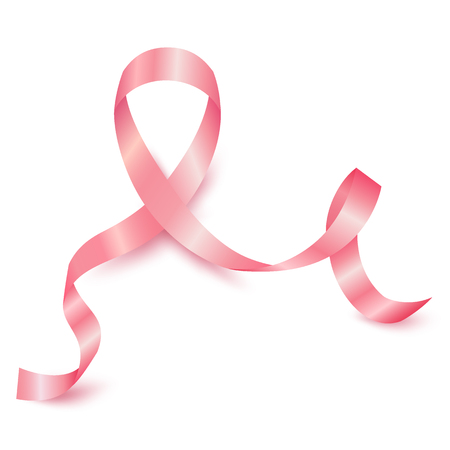 Realistic pink ribbon, october breast cancer awareness monthの写真素材