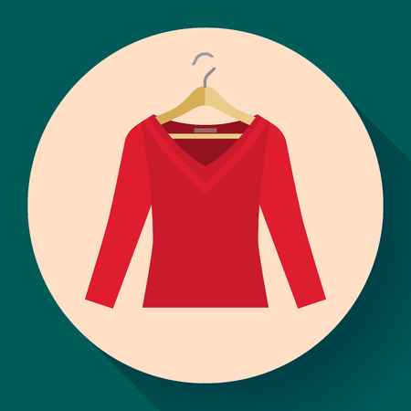 red women sweater clothes on a hanger icon vector flat styleの写真素材