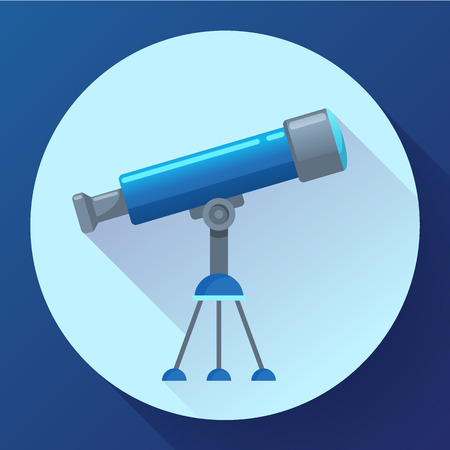 Telescope flat icon, Education and astronomy element, spyglass and study stars vector graphicsのイラスト素材